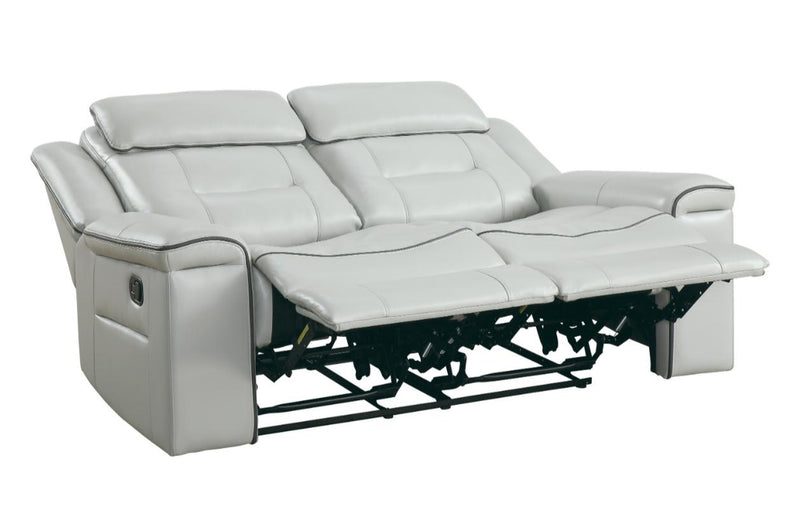 Homelegance Furniture Darwan Double Lay Flat Reclining Loveseat in Light Gray