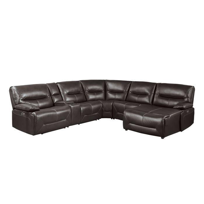 9579BRW6LRRCPW - (6)6-Piece Power Reclining Sectional with Right Chaise image