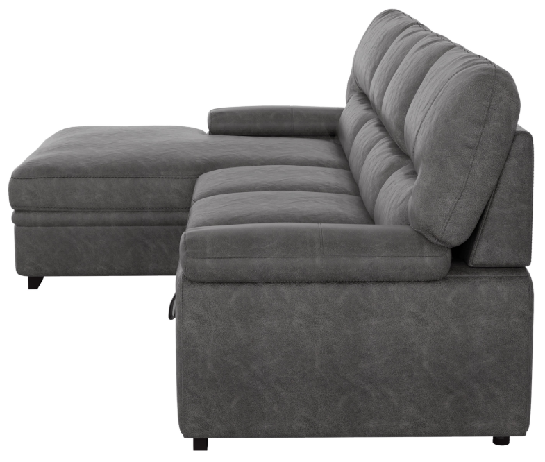 Michigan Sectional with Pull Out Bed and Left Chaise in Dark Gray 9407DG2LC3R