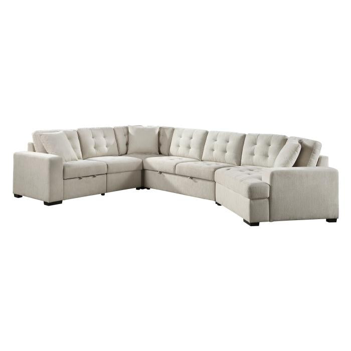 9401BEG42LRU - (4)4-Piece Sectional with Pull-out Bed and Pull-out Ottoman image