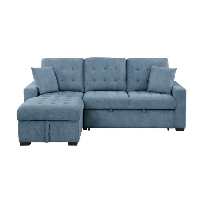 9816BU2LCRL - (2)2-Piece Sectional with Left Chaise, Pull-out Bed and Hidden Storage image